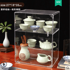 杯子收納置物架防塵雙層亞克力家用茶道輕奢高檔杯具收藏展示盒子