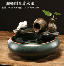 創意客廳小型迷你流水擺件陶瓷循環水辦公室桌面加濕器招財裝飾品