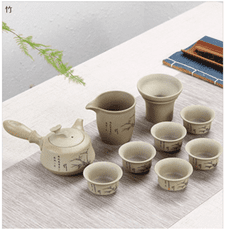 粗陶側把壺 梅蘭竹菊茶具 商務禮品禮盒包裝