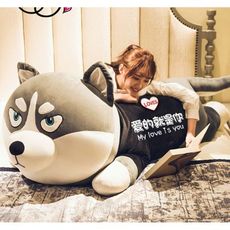 哈士奇公仔布娃娃可愛二哈毛絨玩具狗狗熊女孩睡覺抱枕長條枕玩偶 - 2米