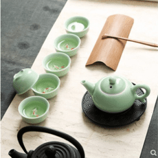 陶瓷功夫 茶具 整套紫砂茶具套裝 冰裂釉茶具 汝窯茶盤茶 杯茶壺 免運