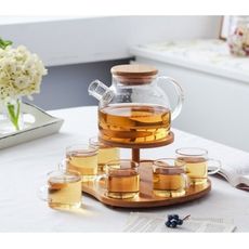 一件免運日式 玻璃茶壺 套裝 家用 下午茶 水果茶 紅茶 過濾水壺 可加熱 花草 茶具