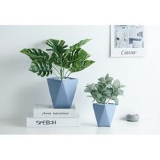 紫蘭軒*免運北歐仿真桌面綠植小盆栽植物擺件水泥花盆多邊菱形幾何窗臺裝飾品 幾何菱形水泥歐式花盆