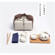 一件免運功夫茶具一壺三杯麥田包套裝陶瓷便攜式旅行茶具一壺三杯幹泡茶盤