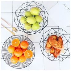 北歐ins風簡約鐵藝水果籃果盤現代家用零食收納筐創意復古水果筐 - 鋼筋果籃