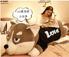 哈士奇公仔布娃娃可愛二哈毛絨玩具狗玩偶女孩床上睡覺抱枕長條枕 - 1.5米（下單備註款式）