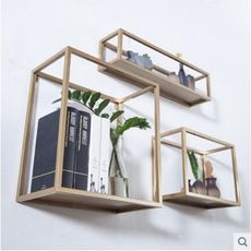 牆上置物架鐵藝壁挂展示架北歐簡約客廳臥室背景牆面裝飾挂牆書架