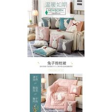 毛絨抱枕被 現代簡約卡通兔子靠墊被兩用沙發靠墊辦公大號靠枕被 - 抱枕45x45cm顏色備註
