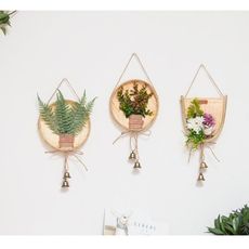 創意田園竹編仿真植物風鈴鈴鐺墻飾家居墻壁裝飾壁掛飾墻上裝飾品