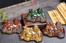 熱水變色茶寵擺件彌勒佛臥佛茶玩精品可養茶盤茶臺茶室茶具配件飾