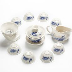 茶具套裝特價 功夫茶具 陶瓷茶杯套裝白瓷整套青花瓷茶杯蓋碗茶具 套裝 免運  可批發