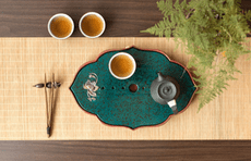 家用簡約陶瓷大號茶盤創意浮雕荷花排水蓄水兩用盤日式茶托盤