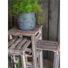 紫蘭軒*免運原木折疊收放花架松木伸縮置物架多層次裝飾擺件花園陽臺 原木折疊收放花架功能多 - 可伸縮