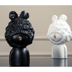 歐式簡約擺件創意家居展廳裝飾擺設工藝禮品黑白色人物小蘿莉擺件