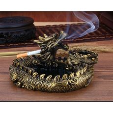 煙灰缸創意大號個性家用潮流歐式客廳送禮防風復古龍典煙缸 - 青銅色