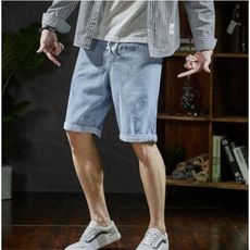 2019夏新款牛仔短褲男士五分褲夏季薄款寬松牛仔中褲男韓版潮