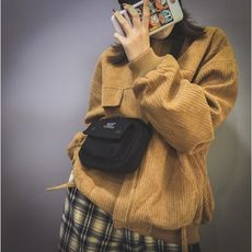 ins包包女2019新款斜挎時尚帆布質感百搭學生蹦迪網紅日系小黑包 - 顏色備註