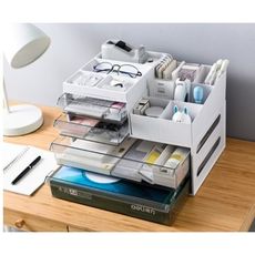 辦公桌置物架辦公室用品桌面整理神器抽屜式書桌文具文件夾收納盒