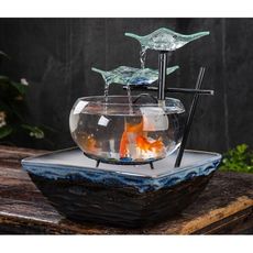 星洋家居家居小型客廳魚缸流水220v電視櫃桌面擺件陶瓷噴泉創意喬遷新居禮品