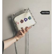 夏天小清新女包新款2019鏈條斜挎包百搭時尚透明果凍單肩包潮