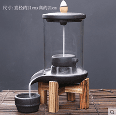 創意倒流香擺件時來運轉石磨防風家用室內罩香薰爐檀香沈香爐流香