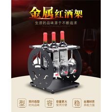 紅酒架擺件高腳紅酒杯架倒掛家用 桌面臺式掛杯架子鐵藝歐式創意 - 方形-金屬酒架