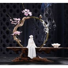 紫蘭軒*免運倒流香香爐玄關佛像創意檀香風化木質頭根雕陶瓷家用客廳禪意擺件