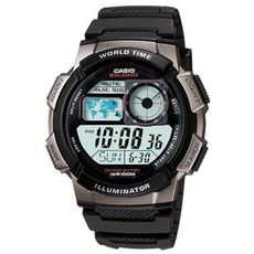 【CASIO】10年電力世界城市野外風格膠帶電子錶-灰框 (AE-1000W-1B)