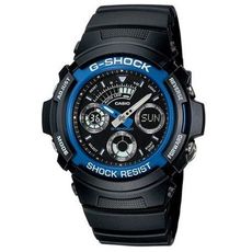 【CASIO】G-SHOCK 實用運動風雙顯指針錶-藍圈 (AW-591-2A)