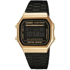 【CASIO】質感經典方框復古電子錶-黑金 (A-168WEGB-1B)