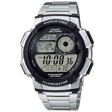 【CASIO】10年電力世界城市野外風格不鏽鋼電子錶 (AE-1000WD-1A)