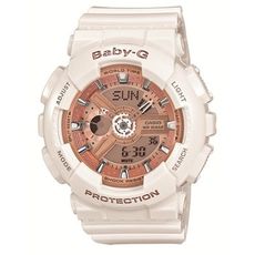 【CASIO】BABY-G街頭率性風格腕錶-白x玫瑰金 (BA-110-7A1)