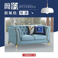 AS-歐倫藍色雙人沙發-157×90×79cm(隨機抱枕×2)