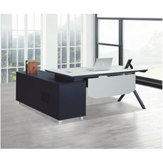 AS-維克托多功能收納黑白配L型辦公桌+側櫃-總寬:180x160x75cm  側櫃160x48x6