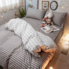 Annahome｜舒柔磨毛【單人床包+涼被組】北歐風 台灣製
