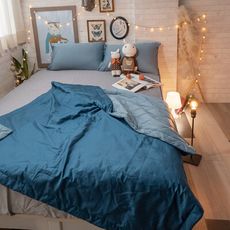 【Annahome】精梳棉複合式涼感涼被+涼感枕套三件組  物理性涼感紗 舒適好眠 台灣製