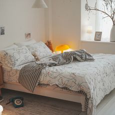Annahome｜舒柔磨毛【雙人加大床包+涼被組】北歐風 台灣製