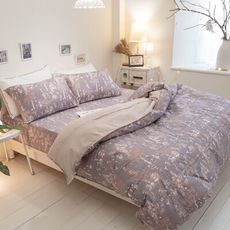 Annahome｜舒柔磨毛【雙人加大床包＋兩用被組】北歐風 台灣製