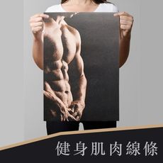 | P092| 健身肌肉線條 | 復古牛皮海報 |