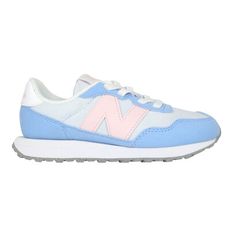 NEWBALANCE 男女中童休閒運動鞋-WIDE-237系列 寬楦 復古 慢跑 馬卡龍藍粉