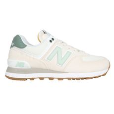 NEWBALANCE 女復古休閒鞋-574系列 麂皮 慢跑 NB N字鞋 米白綠