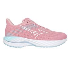 MIZUNO WAVE INSPIRE 21 女慢跑鞋-運動 訓練 美津濃 粉紅白淺藍