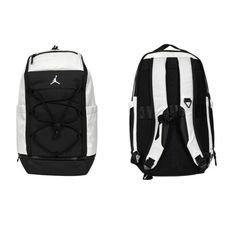 NIKE JORDAN JERDEY雙肩後背包-雙肩包 肩背包 旅行包 白黑