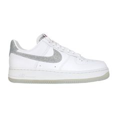 NIKE WMNS AIR FORCE 1 07 LX女休閒鞋-皮革 復古 經典 白亮片銀