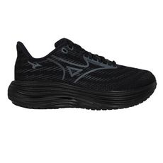 MIZUNO WIDE WAVE RIDER 29 SW 男女慢跑鞋-寬楦 美津濃 黑深灰