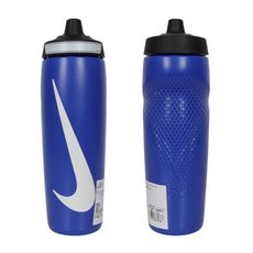 NIKE REFUEL 瓶蓋擠壓水壺 24 OZ-慢跑 登山 單車 藍白黑