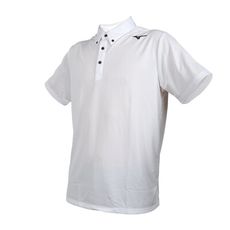 MIZUNO 男短袖POLO衫-抗UV 吸濕排汗 台灣製 白黑