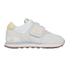 NEWBALANCE 男女中童運動鞋-魔鬼氈  574系列 N字鞋 NB 寬楦 淺灰黃白