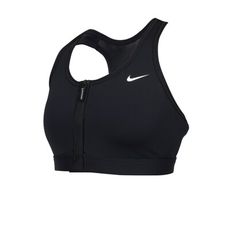 NIKE 女中度支撐拉鍊式運動內衣-DRI FIT 瑜珈 BRA 黑白