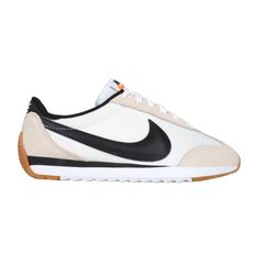 NIKE W PACIFIC 女復古休閒鞋-皮革 復古 經典 銀標 白黑淺奶茶